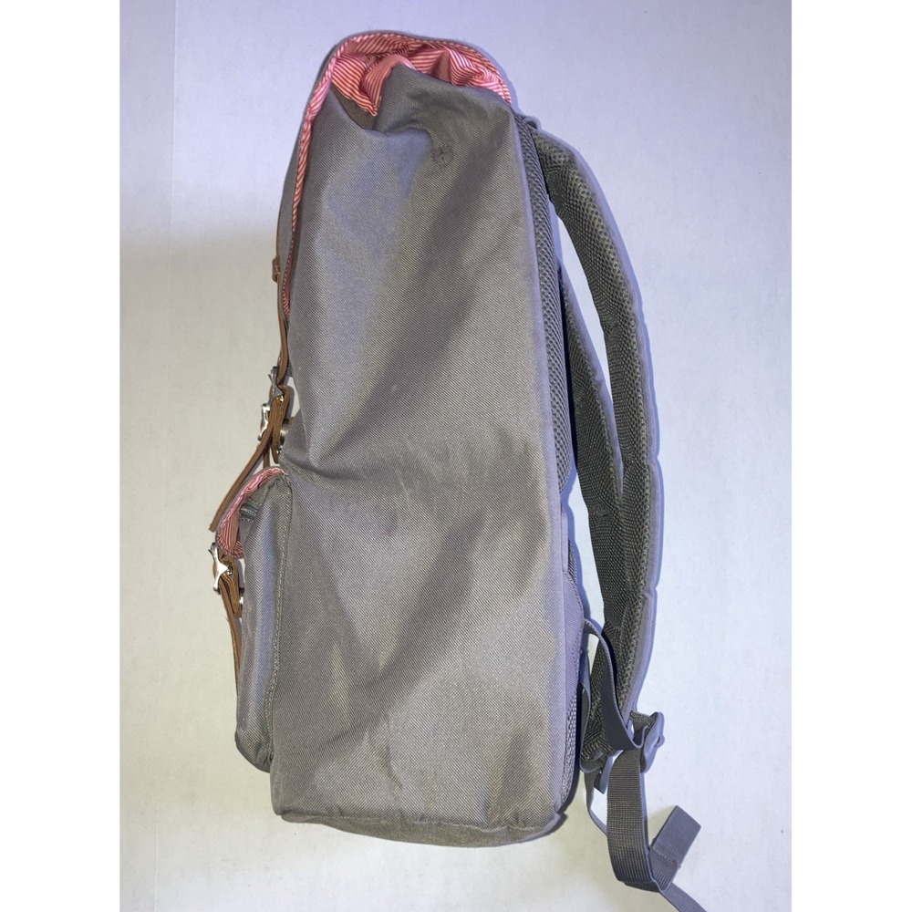 Herschel Little America Mid Laptop Backpack Grey & Red/White Stripe Lining - Picture 10 of 16